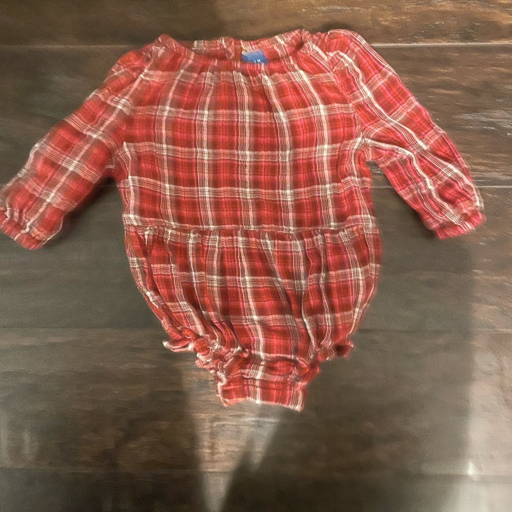 Baby Girl Pink and Red Plaid Baby Onesie